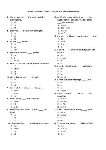 Verbs + prepositions
