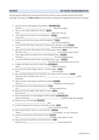 Rewrite sentences B1-B2 3