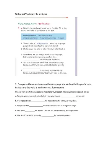 Writing and Vocabulary