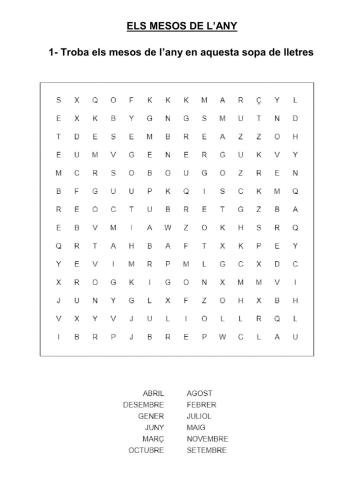 Sopa de lletres-els mesos de l'any
