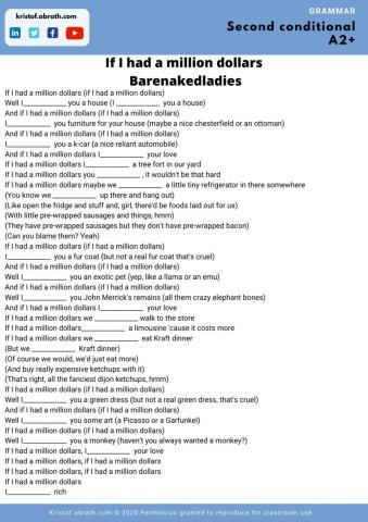 Second conditional If had a million dollars song