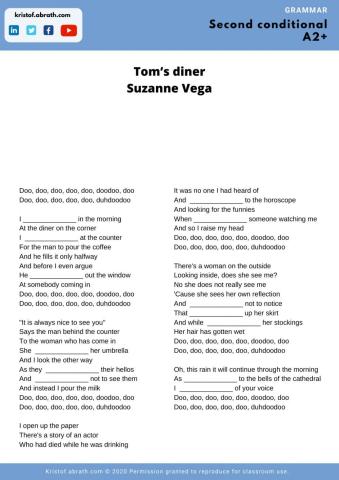 Present continuous song Tom's diner