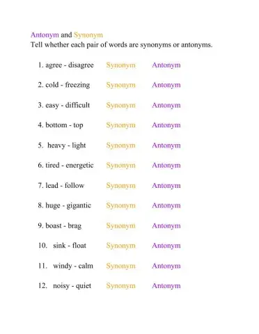 Antonyms and Synonyms