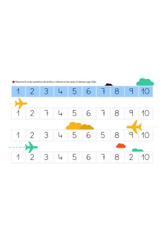 Recta numerica hasta el 10
