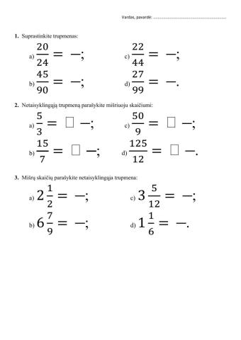 Trupmenų pertvarkymai