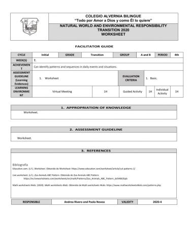 Worksheet: Continue the pattern