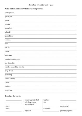 Nowa Era - podróżowanie quiz