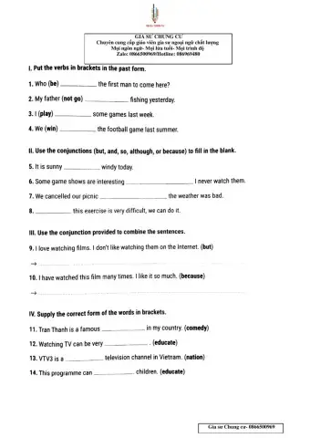 Lớp 6- bài kiểm tra 15p unit 7,8