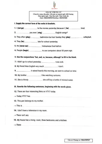 Lớp 6- Test 15 unit 7,8-Luyện giải đề