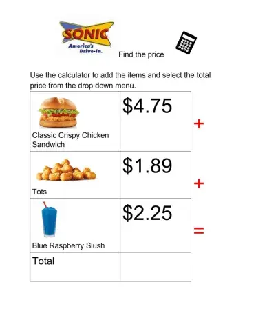 Find the Price Sonic