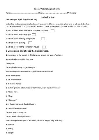 4th Srs listening test