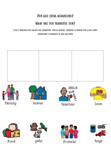 What are you thankful for? Por que estas agradecido?