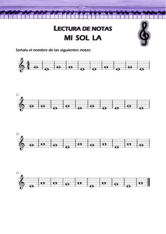 Lectura de notas - Mi Sol La