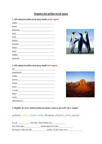 Pracovní list - Přídavná jména