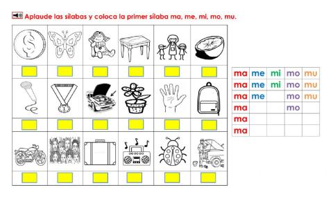 Identifica la primer sílaba de la Mm