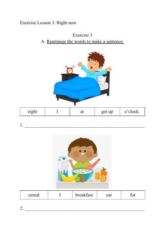 English year 3 Right now