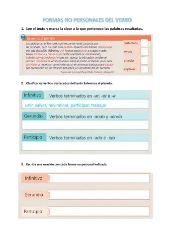 Formas no personales del verbo