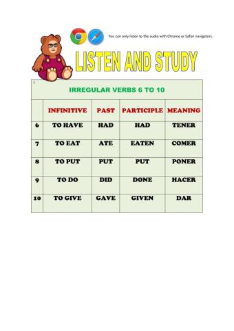 5 irregular verbs