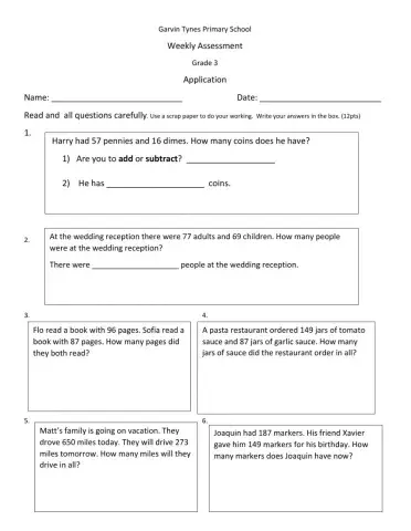 Addition and Subtraction Words Problems