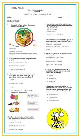 Examen de ciencias naturales 4° grado-primer trimestre