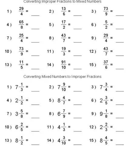 Changing improper fractions