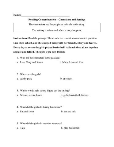 Characters and Settings