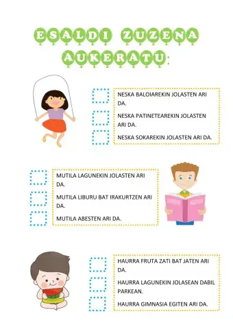 Esaldi zuzena aukeratu