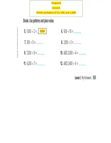 Divide multiplies of 10 , 100 ,and 1,000