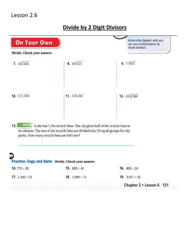 Dividing by 2 Digit divisors