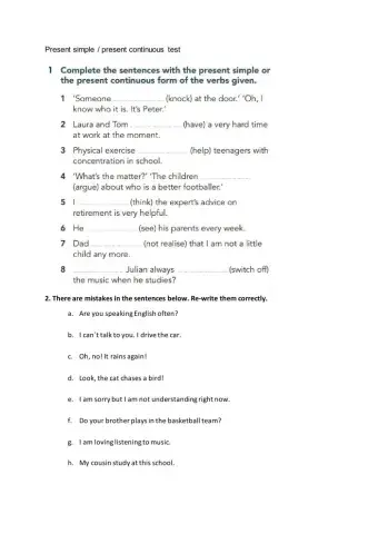 Present simple - continuout tense