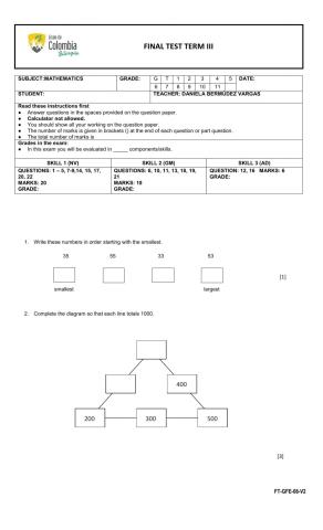 Final Test 2nd Grade