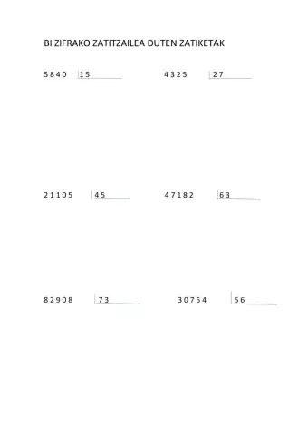 Bi zifrako zatitzailea duten zatiketak