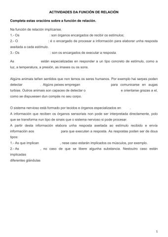 A función de relación nos animais