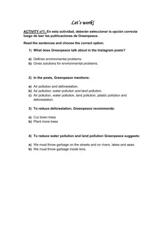 Greenpeace reading: activity 1.