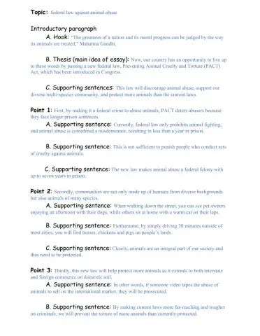 Outline for Animal Abuse Law Essay