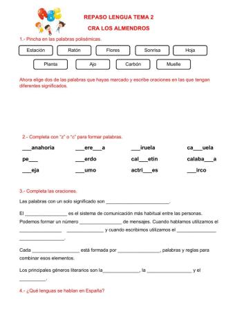 Repaso polisemia, ortografía c,z, qu