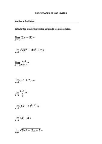 Propiedades de los límites