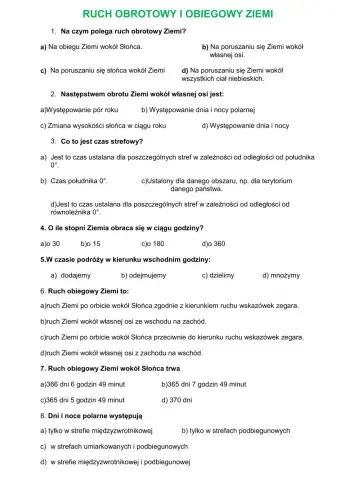 Ruch obrotowy i obiegowy Ziemi