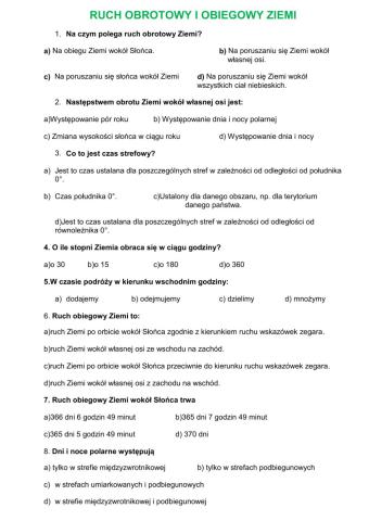 Ruch obrotowy i obiegowy Ziemi