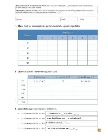 Criterios de divisibilidad