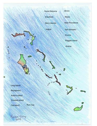 Bahamian 17 Major Island Map