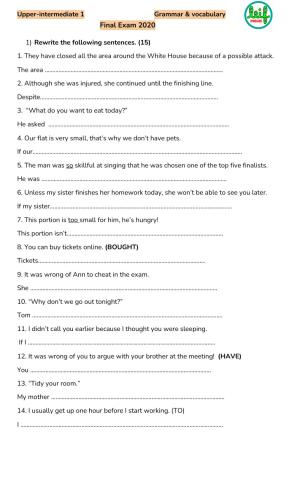 Upper 1 FE- paraphrasing