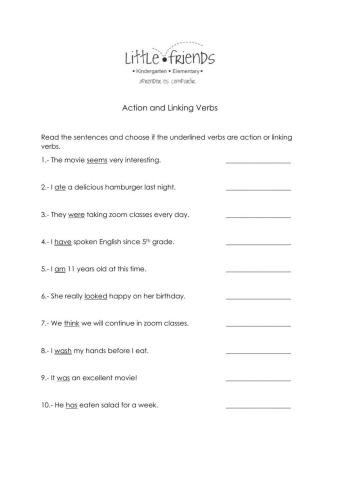 Action and Linking verbs
