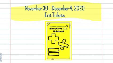 Nov 30-Dec 4 Exit Ticket Cover sheet