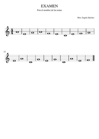 Examen de notas do-mi-fa-sol-la