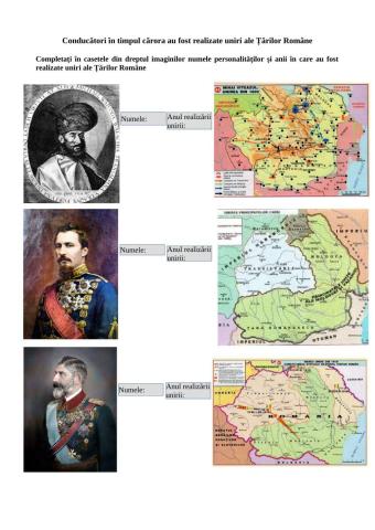 Conducători în timpul cărora au fost realizate uniri ale Țărilor Române