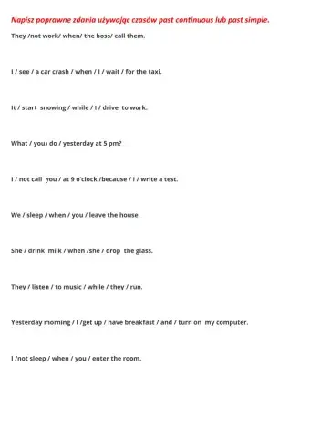 Past simple past continuous test