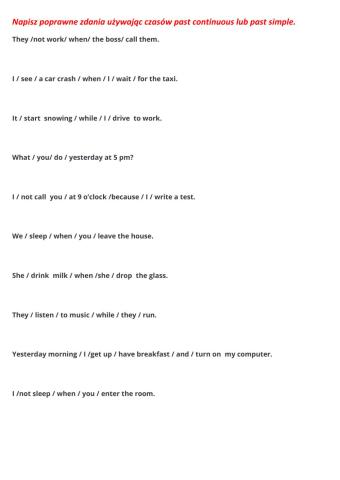 Past simple past continuous test