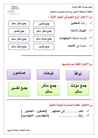 الصنف اللغوي :أنواع الجموع