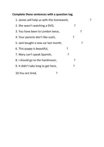 Question tags - quiz